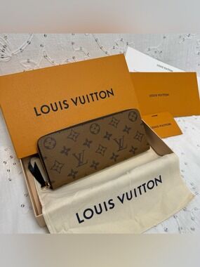 New Reverse Monogram Clémence Wallet- Box, Dust Bag Receipt Inc.